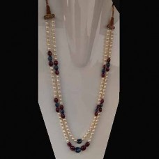 Natural Ruby, Sapphire & Pearl Beaded Navratna necklace